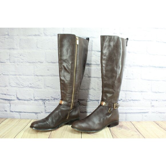 Michael Michael Kors Arley Riding Boot Brown Leather Size 7.5 M - Picture 2 of 12
